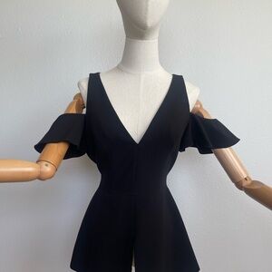 BCBGMaxAzria Black Ruffle Sleeve Blouse